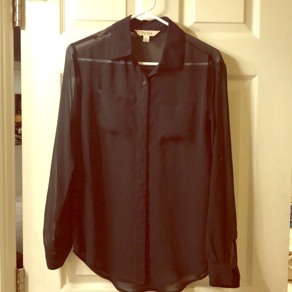 Sheer black button up top